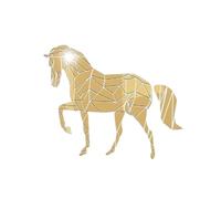 Zanthicia Sticker mural Acrylique Cheval Animal Stéréo Amovible Affiche Universel Papier Peint Autocollants Décoration de La Maison pour Chambre, Doré