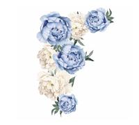 Zanthicia Sticker mural fleur pivoine Rose fleurs papier peint fond affiche Art plante autocollants pour décor à la maison pâte jolie, Bleu, FX-C16D