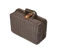 Zanthicia Valise en rotin Unique, Panier de Pique-Nique en Osier avec Fermeture à Sangle Cuir - Belle décoration pour la Maison et Les réunions Plein air, Brun, M.