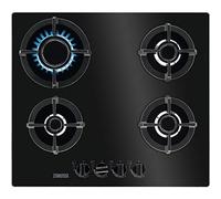 Zanussi ZGO68410BA Plaque à gaz indépendante de 60 cm, 4 brûleurs (1 brûleur PureFlame), commandes avant, thermocouper, auto-allumage électronique, grilles en fonte, noir