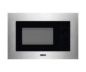 Zanussi ZMSN6DX Micro-ondes Intégrable avec Grill 700 W, 6 niveaux de puissance, Télécommande rotative, Programme de dégivrage rapide, Bouton d'ouverture, Cadre intégré, Noir/Inox, 20 L