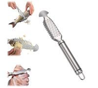 ZANWANXIN 2-in-1 Stainless Steel Fish Scaler Remover, Fish Scales Scraping Tool, Multifunction Stainless Steel Fish Scale Knife Fish Cleaning Kit for Home Market Restaurant (Double wire handle)