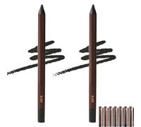 ZANWANXIN 24hr Waterproof Eyeliner, 24 Hr Waterproof Eyeliner Duo Sharpenable Eye Pencil,Chocolate Eyeliner (2pcs-Black)