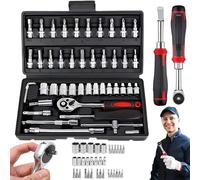 ZANWANXIN Cordless Slim Ratchet Set, Cordless Electric Slim Ratchet Set, Vessel Ratchet, Ratcheting Wrench Set, Power Ratchet Wrench Kit, Vessel Electric Ratchet, 1/4 Electric Ratchet (Black)