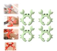ZANWANXIN Creative Crab Shaped Spatula Rack, Crab Spoon Holder, Universal Crab Silicone Spatula Holder Anti-overflow Clip, Anti Scalding and Overflow Kitchen Gadgets (4pcs-Green)