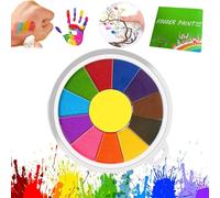 ZANWANXIN Funny Finger Painting Kit, Washable Finger Paint Sets with Book for Kids, Diy Crafts Finger Paint Sets, Colorful and Easy Clean Up, Finger Painting Fortoddlers 1-3 (Circle - 12 colors)