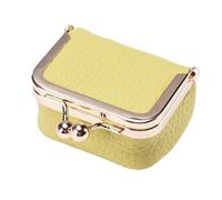 ZANWANXIN Genuine Leather Mini Jewelry Box, Mini Coin Purse Jewelry Case, Genuine Leather Mini Coin Purse, Portable Tiny Jewelry Storage Boxs (1pcs-Yellow)