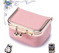 ZANWANXIN Genuine Leather Mini Jewelry Box, Mini Coin Purse Jewelry Case, Genuine Leather Mini Coin Purse, Portable Tiny Jewelry Storage Boxs (1pcs-Pink)
