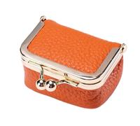 ZANWANXIN Genuine Leather Mini Jewelry Box, Mini Coin Purse Jewelry Case, Genuine Leather Mini Coin Purse, Portable Tiny Jewelry Storage Boxs (1pcs-Orange)