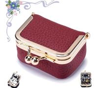 ZANWANXIN Genuine Leather Mini Jewelry Box, Mini Coin Purse Jewelry Case, Genuine Leather Mini Coin Purse, Portable Tiny Jewelry Storage Boxs (1pcs-Red)