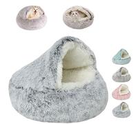 ZANWANXIN Lapcatz Nest Bed, Dog Bed with Cover Cave, Cozy Cocoon Dog Bed, Pet Cave Bed, Winter Pet Plush Bed, Calming Plush Semi-Enclosed Pet Nest Bed for Dogs, Pursnug Cat Bed (Grey, 40cm/15.7in)