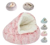 ZANWANXIN Lapcatz Nest Bed, Dog Bed with Cover Cave, Cozy Cocoon Dog Bed, Pet Cave Bed, Winter Pet Plush Bed, Calming Plush Semi-Enclosed Pet Nest Bed for Dogs, Pursnug Cat Bed (Pink, 40cm/15.7in)