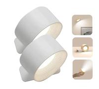 ZANWANXIN Lights of Sweden Wall Lights,LED Rechargeable Wall Sconce,with 1200mah Battery,Cordless Light for Reading Bedside,for Bedroom Bedside Reading Decor (White, 2 Pcs)
