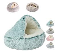 ZANWANXIN Lit Nid Cocon pour Chiens et Chats, Cave Douillette, Semi-Fermé, Apaisant en Peluche pour l'Hiver (Vert, 40cm/15,7po)
