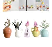 ZANWANXIN Mini Ceramic Vase Magnets, Mini Vase Magnets for Fridge,3D Ceramic Flower Cute Plant Fridge, for Kitchen, Office Decoration (C Set)