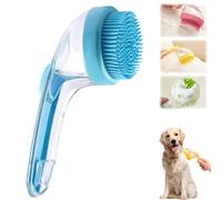 ZANWANXIN Pet Bath Brush with Soap Dispenser, Pet Bath Brush with Shampoo Dispenser, French Bulldog Bathing Brush Brosses de toilettage for small animals (Blue, Fine bristle brush)