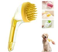 ZANWANXIN Pet Bath Brush with Soap Dispenser, Pet Bath Brush with Shampoo Dispenser, French Bulldog Bathing Brush Brosses de toilettage for small animals (Yellow, Coarse bristle brush)