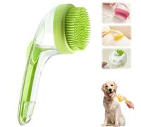 ZANWANXIN Pet Bath Brush with Soap Dispenser, Pet Bath Brush with Shampoo Dispenser, French Bulldog Bathing Brush Brosses de toilettage for small animals (Green, Fine bristle brush)
