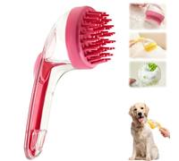 ZANWANXIN Pet Bath Brush with Soap Dispenser, Pet Bath Brush with Shampoo Dispenser, French Bulldog Bathing Brush Brosses de toilettage for small animals (Red, Coarse bristle brush)