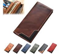 ZANWANXIN Upliftjoys Cowhide Vintage Wallet, Western Bifold Leather Long Wallets for Men, Long Wallets for Men (Brown)