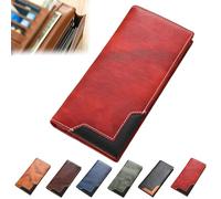 ZANWANXIN Upliftjoys Cowhide Vintage Wallet, Western Bifold Leather Long Wallets for Men, Long Wallets for Men (Red)