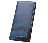 ZANWANXIN Upliftjoys Cowhide Vintage Wallet, Western Bifold Leather Long Wallets for Men, Long Wallets for Men (Blue)
