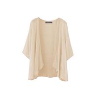 ZANZEA Cardigan kimono en mousseline de soie pour femme - Capes ouvertes sur le devant - Haut transparent - Cache-maillot de bain - Vêtement de plage, beige, XL