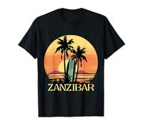 Zanzibar Coucher de soleil Surf Tropical Île Scène T-Shirt