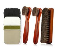 Zanzike Kit de 3 brosses à chaussures en crin de cheval avec 1 chiffon de nettoyage pour chaussures