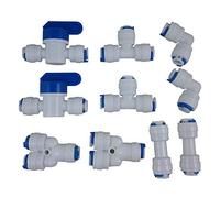 Zaojiao 1/10,2 cm Quick Connect Eau purificateurs Tube raccords pour eau RO Système d'osmose inverse Lot de 10 (+ Y + L + I + T de valve de boule)