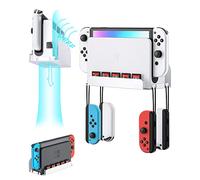 ZAONOOL Support mural pour Nintendo Switch 1 et Switch OLED, kit d'étagère murale en métal avec 5 supports de cartes de jeu et 4 crochets Joy Con, rangez en toute sécurité la console Switch près ou