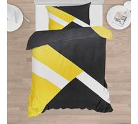 ZaopVrynx Geometric Single Duvet Cover Black Yellow White Duvet Cover for Teenager Kids Boys Girls Modern Bedding Set Microfiber Reversible Quilt Cover 2 Pcs with Zipper Closure 1 Pillowcase