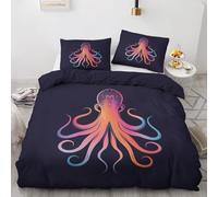 ZaopVrynx Parure de Lit 90x190 Enfant pour 1 Personne Tentacules de Poulpe, Réversible Housse de Couette Ocean Kraken, Ensemble de Literie pour Garçon Fille avec 1 Taie d'oreiller 65x65