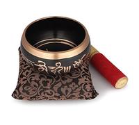 Zap Impex ® Bol chantant tibétain Om Mani de méditation, coussin, maillet, 10,2 cm, noir