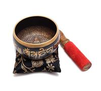 Zap Impex Bol sonore tibétain fait à la main en laiton 5 bouddhistes 10,2 cm