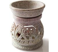 Zap impex Brûleur de réchauffeur à huile décoratif en pierre naturelle pour aromathérapie, spa, yoga, méditation, diffuseur d'huiles essentielles (éléphant 10 cm)