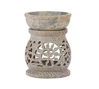 Zap Impex Diffuseur d'arômes en stéatite - Brûleur d'huile en pierre naturelle - Fait à la main - Photophore décoratif pour aromathérapie, méditation, yoga, spa, maison, bureau - 8 cm - Motif floral