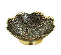 ZAP Impex Doré Laiton plaqué décoratifs sec Bol de fruits Carving travail - taille : 12,7 cm Superbe Couleur Bleu paon Motif cuisine Cadeau