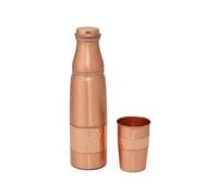 Zap Impex Gourde Travelers en cuivre pur avec verre pour des avantages ayurvédiques - Bouteille design sans connexion avec frappe marteau