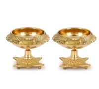 Zap impex Lampe à huile traditionnelle en laiton en laiton Deep Diya Lampe à huile indienne Diwali Puja Lampe Kuber Tortoise Diya (2)