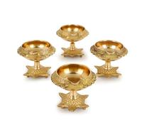 Zap impex Lampe à huile traditionnelle en laiton en laiton Deep Diya Lampe à huile indienne Diwali Puja Lampe Kuber Tortoise Diya (4)