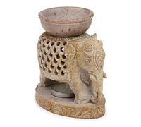 Zap impex Lampe chauffe-huile décorative en pierre naturelle pour aromathérapie, spa, yoga, méditation, diffuseur d'huiles essentielles (base éléphant)