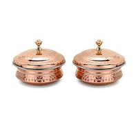 Zap Impex Lot de 2 bols de service indiens en cuivre et acier inoxydable (13 cm)
