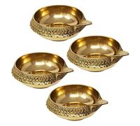 Zap impex Lot de 4 lampes à huile traditionnelles en laiton Deep Diya indien Diwali Puja