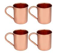 Zap Impex® Lot de 4 tasses en cuivre pur pour Moscow Mule, sans revêtement, en cuivre pur, idéal pour contenir toute boisson fraîche éblouissante. Pour bar ou la maison