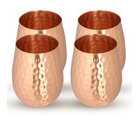 Zap Impex Lot de 4 verres à vin en cuivre massif martelé Moscow Mule Copper Tumbler