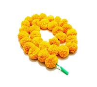 Zap Impex Lot de 5 guirlandes de fleurs de calendula artificielles jaunes pour mariage, événements et festivals