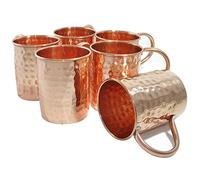 Zap Impex Lot de 6 tasses en cuivre pur Moscow Mule Mule - Sans revêtement - Cuivre martelé - Idéal pour toutes les boissons fraîches - Pour un bar ou à la maison