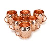 Zap Impex Lot de 6 tasses en cuivre pur Moscow Mule sans revêtement, cuivre martelé, idéal pour des boisson fraiches éblouissantes dans un bar ou à la maison