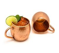 Zap Impex Moscow Mule Lot de 2 gobelets en cuivre massif 100% fait main de qualité alimentaire en fût de cuivre massif pur 16 oz Verre à cocktail de haute qualité